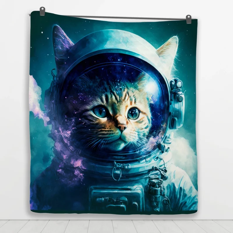 Beautiful Cat's First Space Trip Quilt Blanket 1