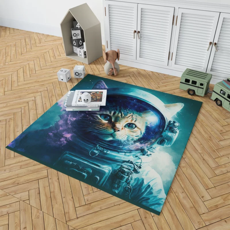 Beautiful Cat's First Space Trip Rug 1