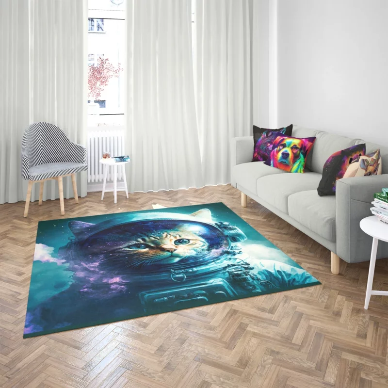 Beautiful Cat's First Space Trip Rug 2