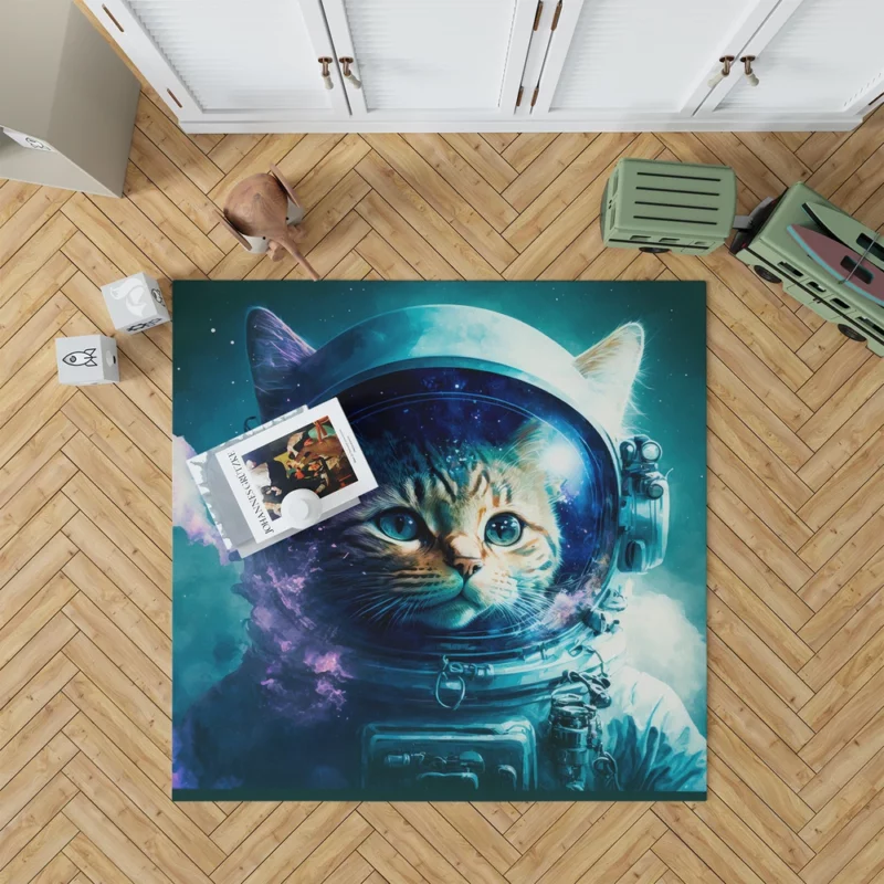 Beautiful Cat's First Space Trip Rug