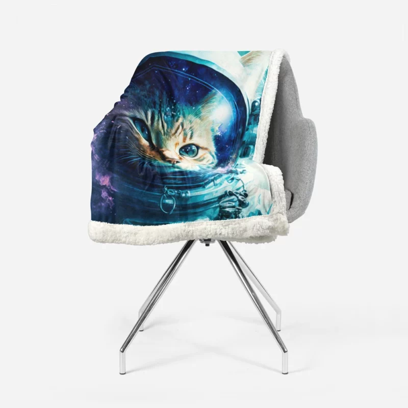 Beautiful Cat's First Space Trip Sherpa Fleece Blanket 1