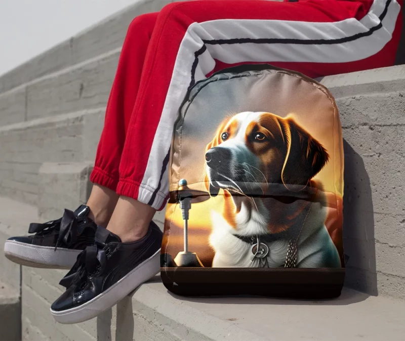 Bell-Collared Dog Painting Print Backpack 1