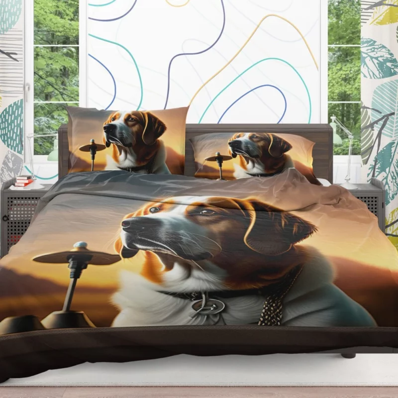 Bell-Collared Dog Painting Print Bedding Set