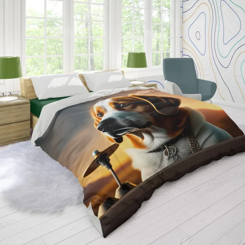 Bell-Collared Dog Painting Print Duvet Cover