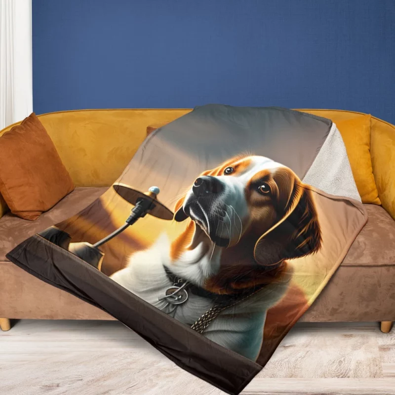 Bell-Collared Dog Painting Print Fleece Blanket 1