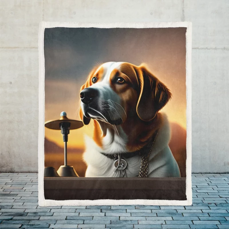 Bell-Collared Dog Painting Print Sherpa Fleece Blanket