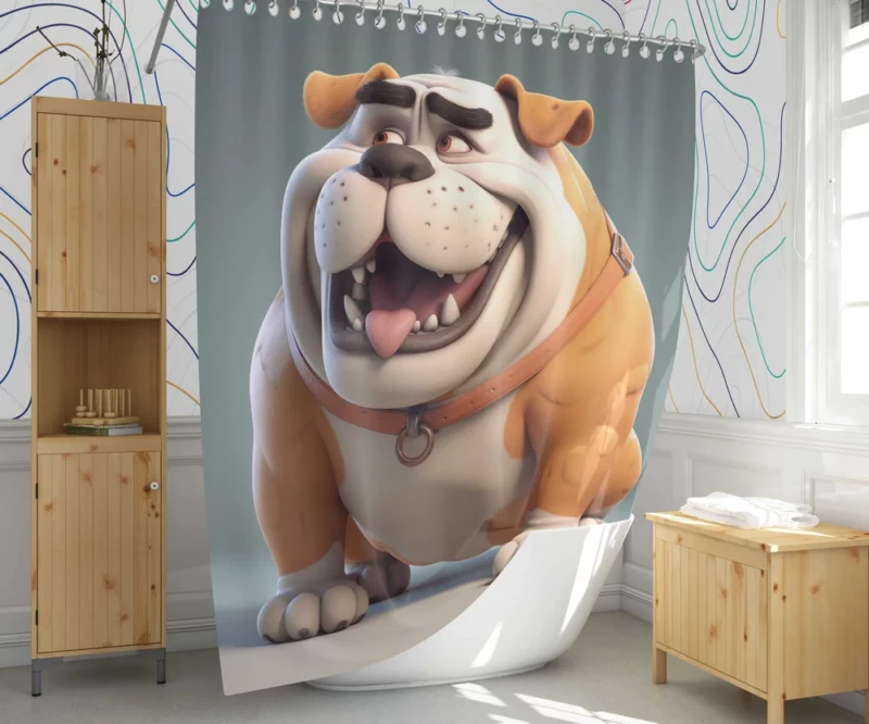 Big 3D Cartoon Dog Figurine Shower Curtain 1