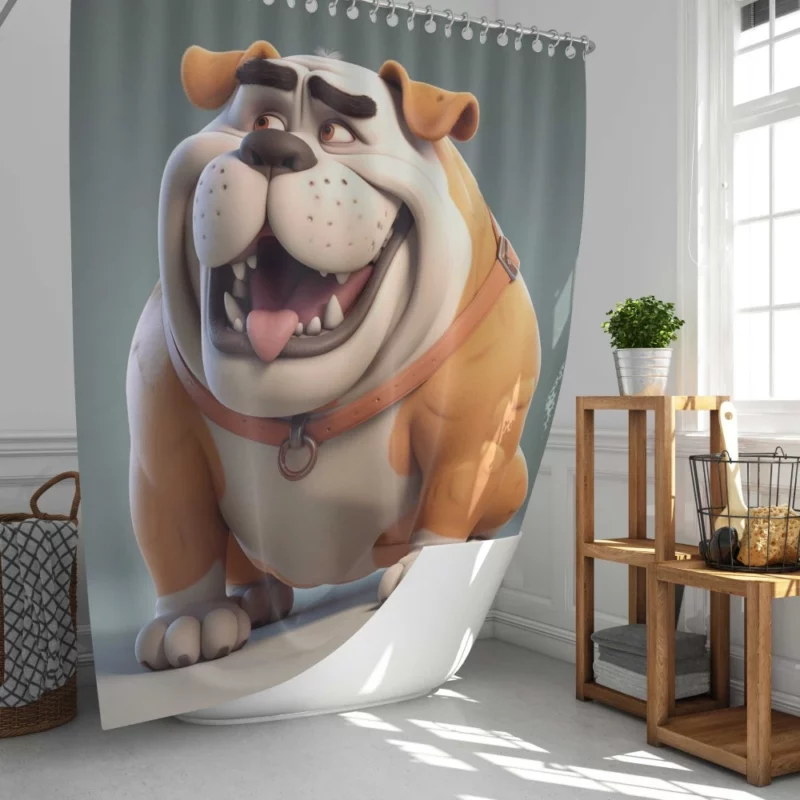 Big 3D Cartoon Dog Figurine Shower Curtain