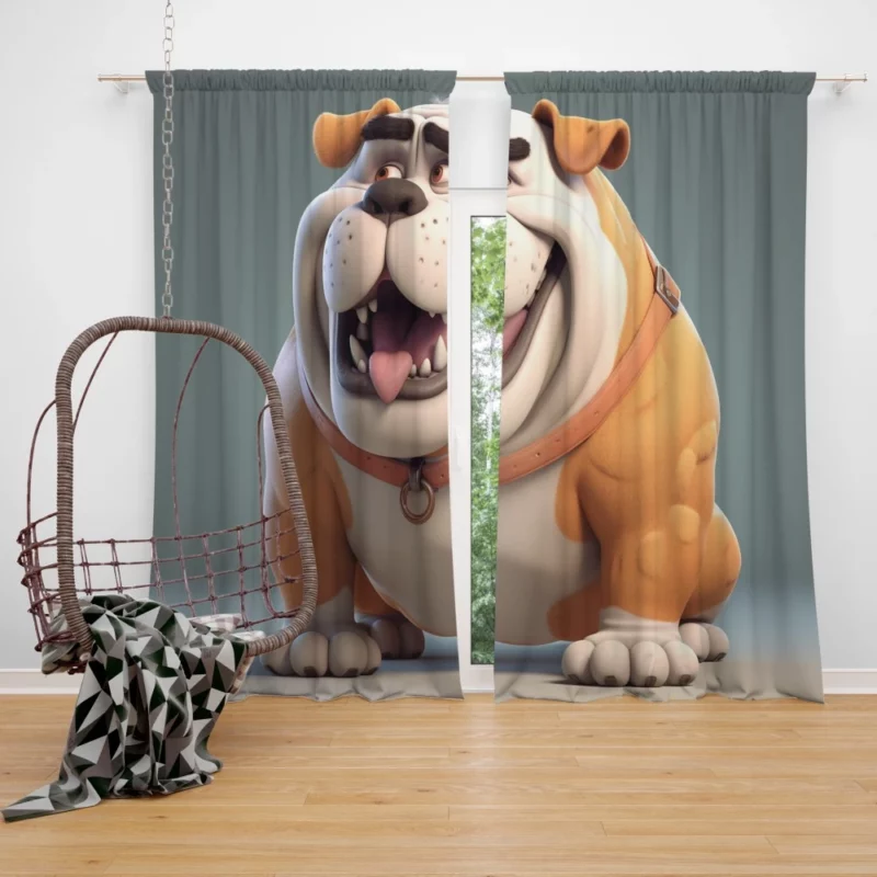 Big 3D Cartoon Dog Figurine Window Curtain
