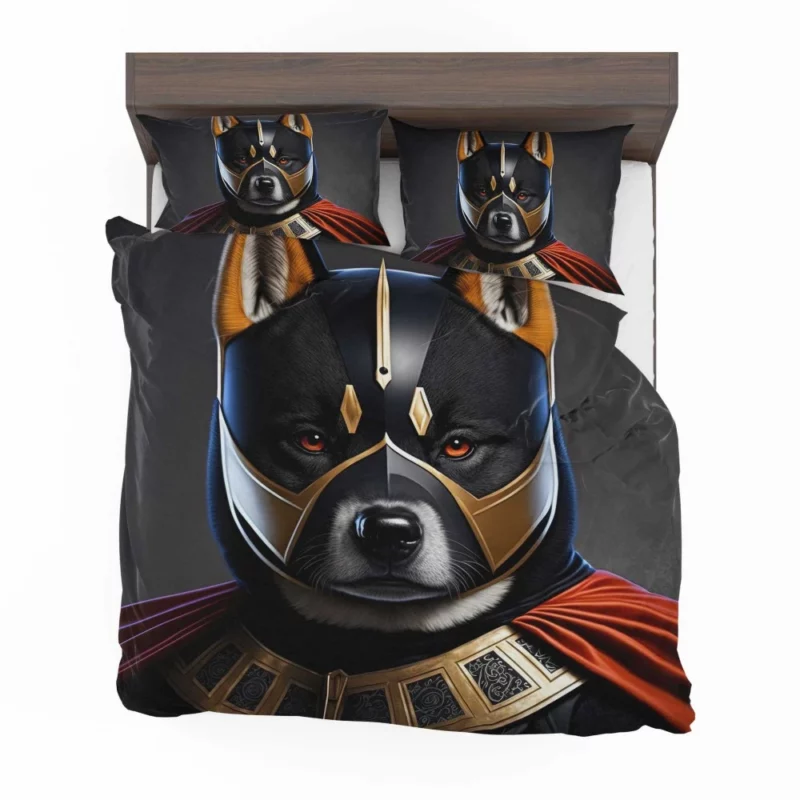 Black Hero Akita Dog Portrait Bedding Set 2