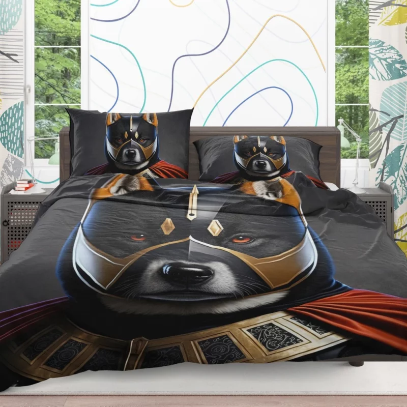 Black Hero Akita Dog Portrait Bedding Set