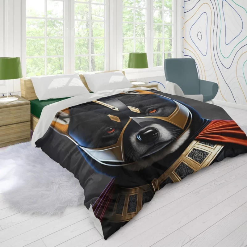 Black Hero Akita Dog Portrait Duvet Cover