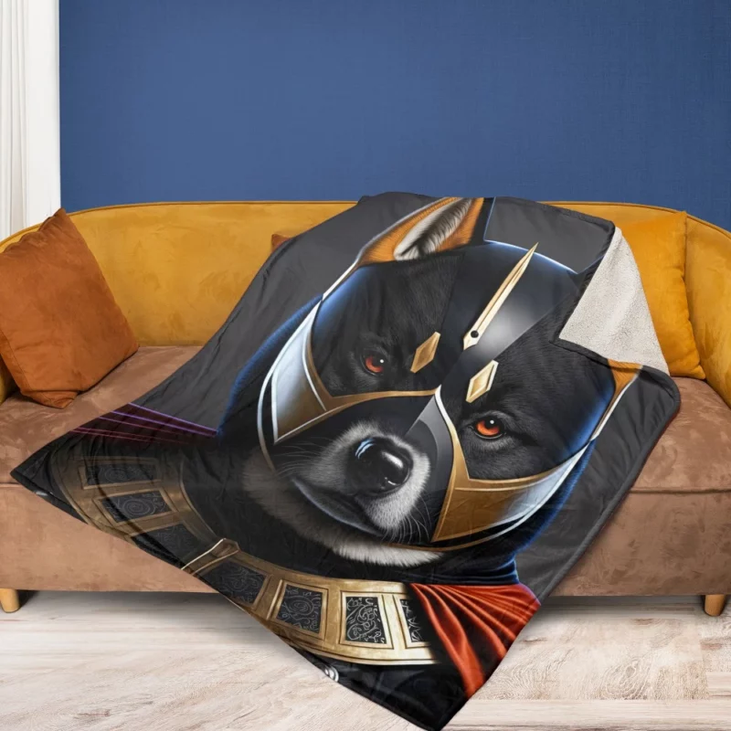 Black Hero Akita Dog Portrait Fleece Blanket 1