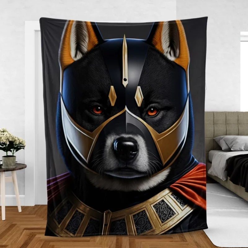 Black Hero Akita Dog Portrait Fleece Blanket