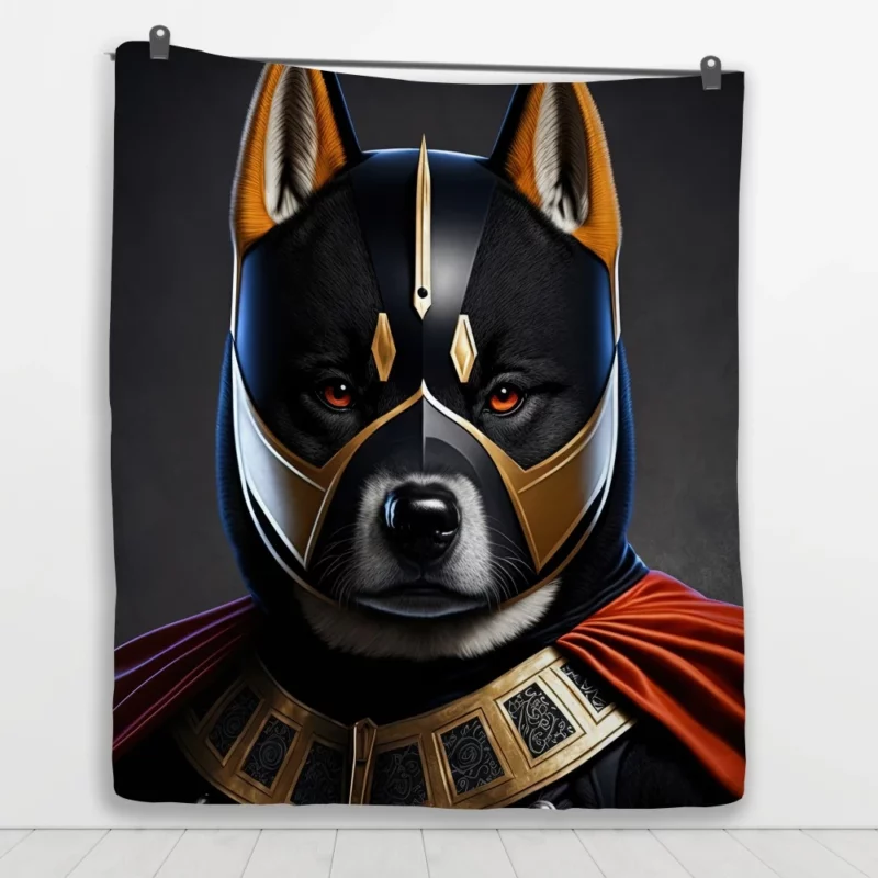 Black Hero Akita Dog Portrait Quilt Blanket 1