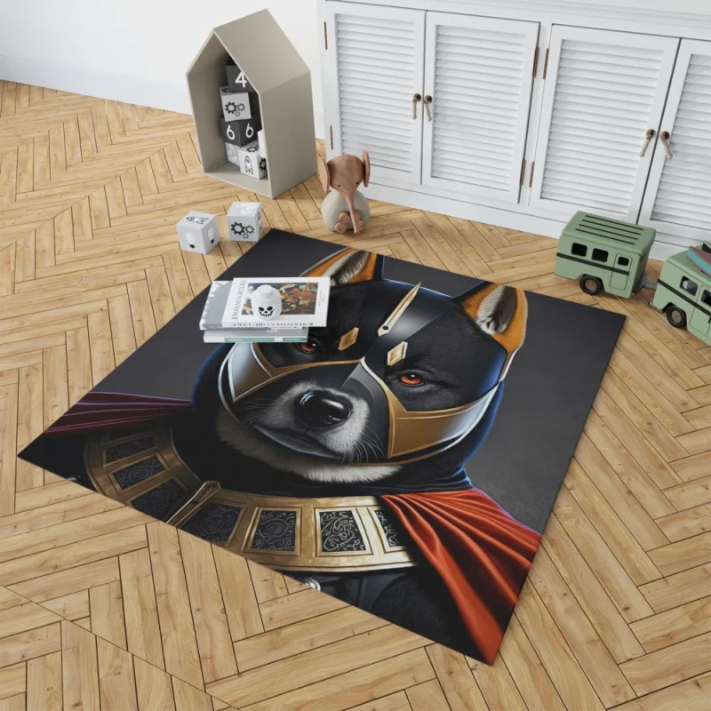 Black Hero Akita Dog Portrait Rug 1