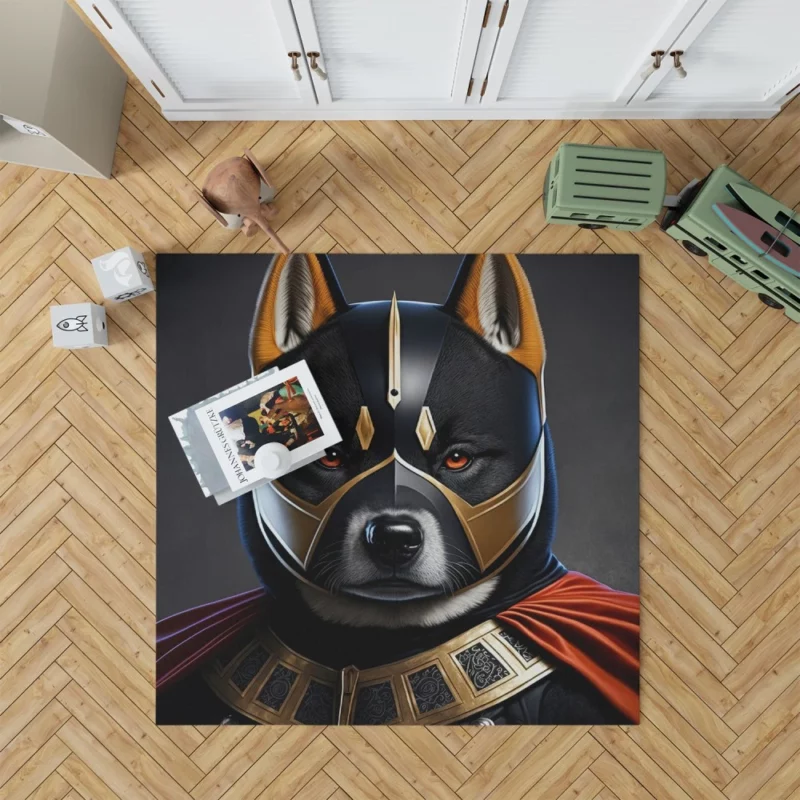 Black Hero Akita Dog Portrait Rug