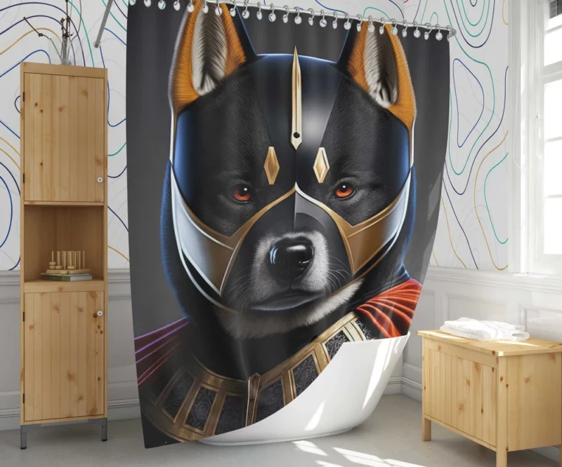 Black Hero Akita Dog Portrait Shower Curtain 1