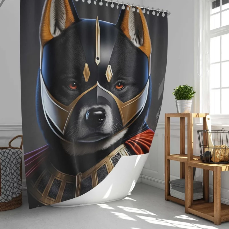 Black Hero Akita Dog Portrait Shower Curtain