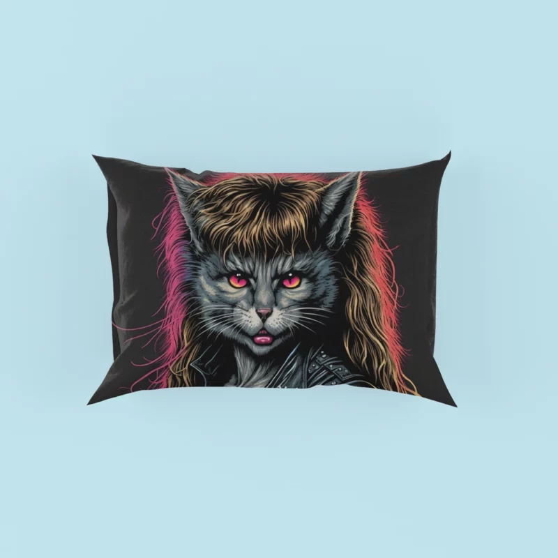 Black Leather Jacket Cat with Pink Eyes Pillow Cases