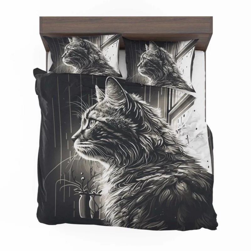 Black and White Cat Portrait Bedding Set 2