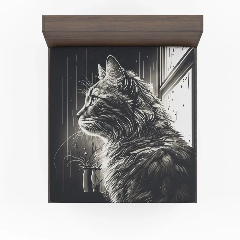 Black and White Cat Portrait Fitted Sheet