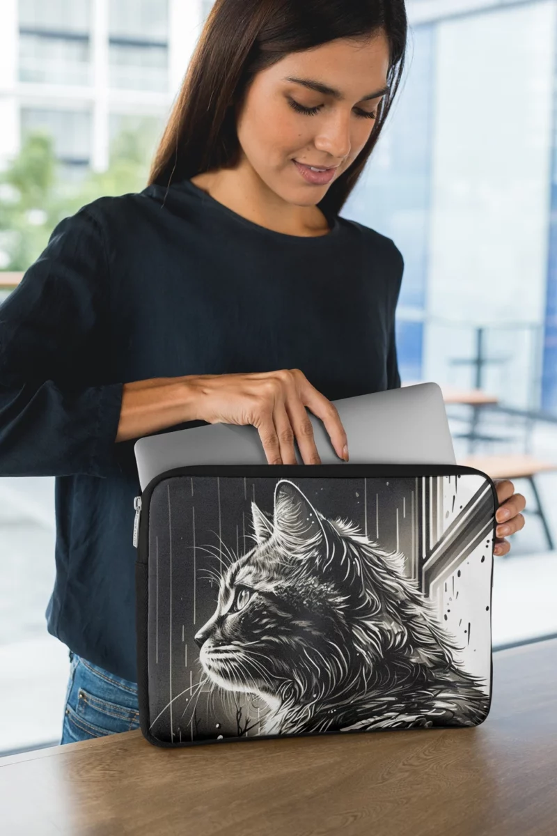 Black and White Cat Portrait Laptop Sleeve 1