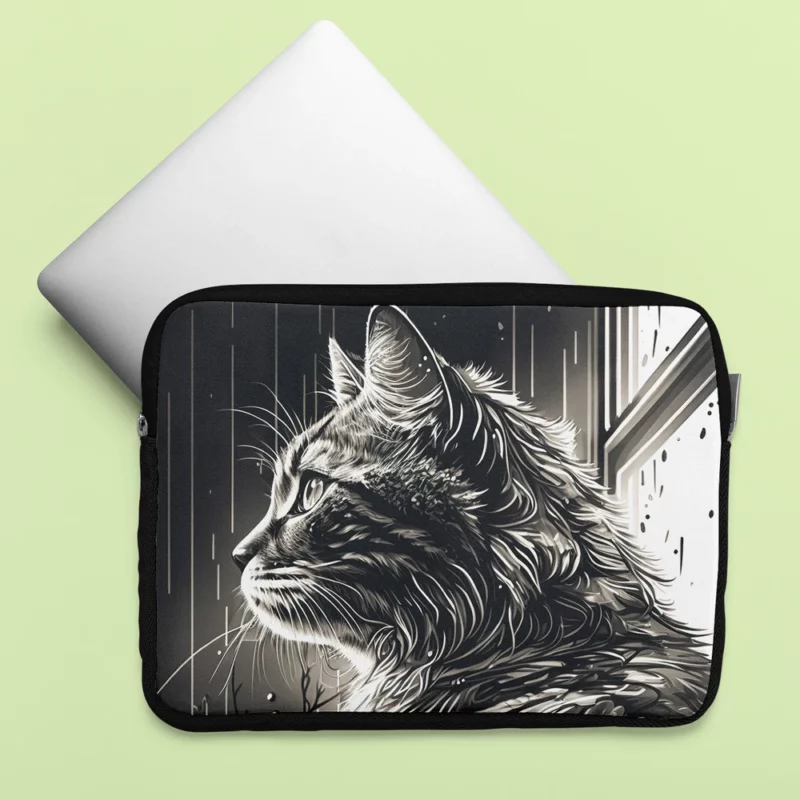 Black and White Cat Portrait Laptop Sleeve