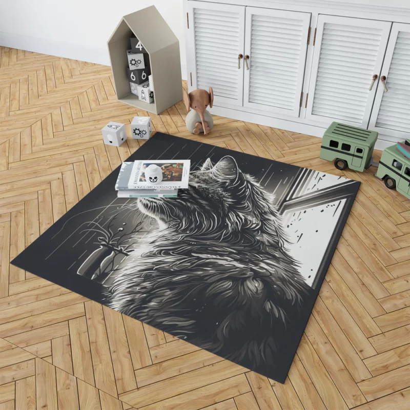 Black and White Cat Portrait Rug 1