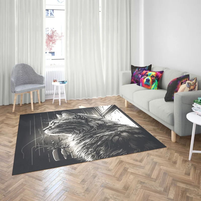 Black and White Cat Portrait Rug 2