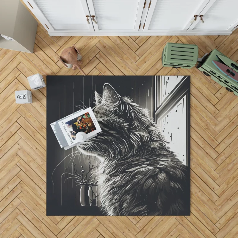 Black and White Cat Portrait Rug