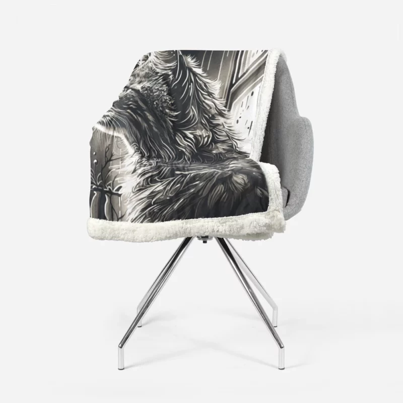 Black and White Cat Portrait Sherpa Fleece Blanket 1