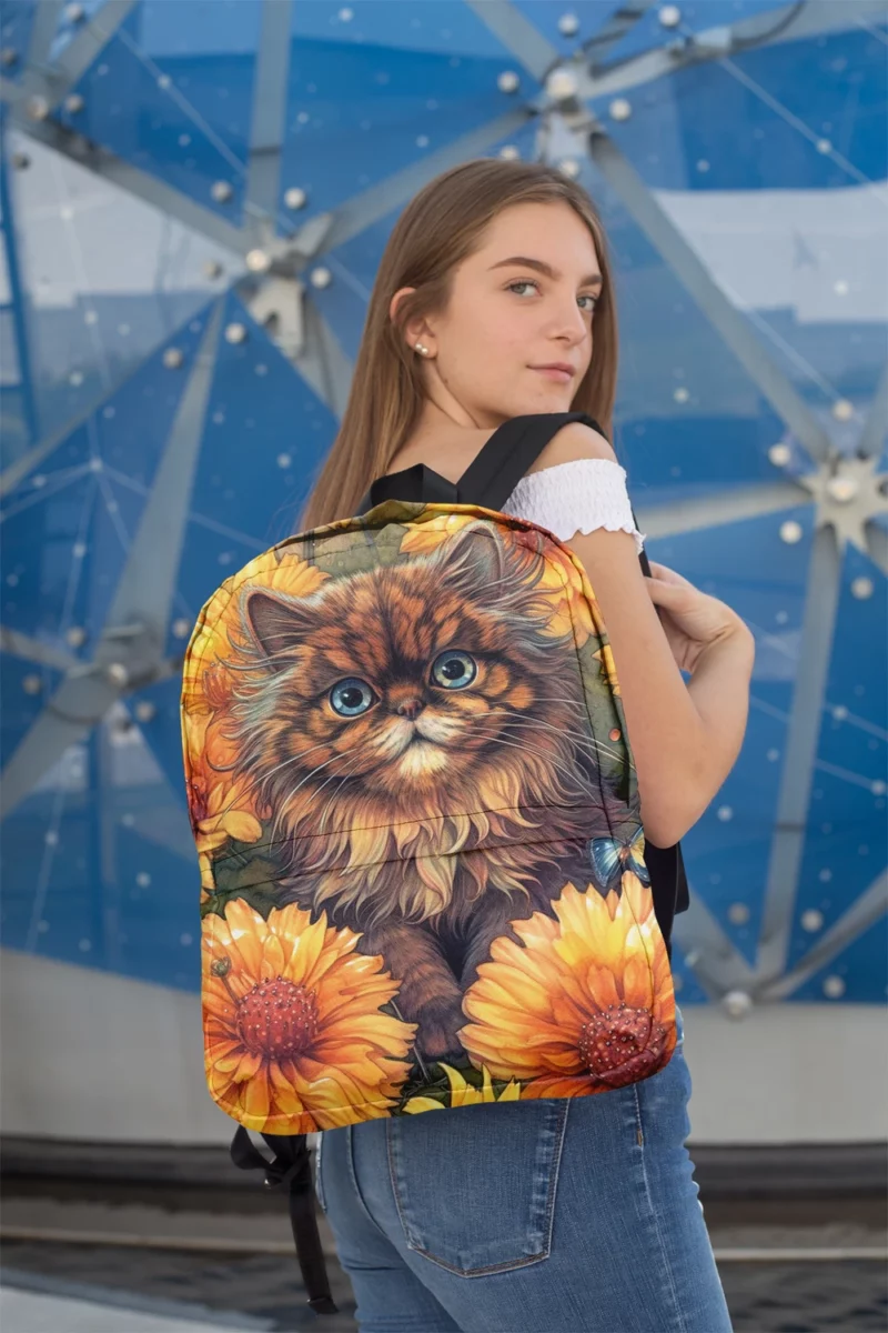 Blue-Eyed Cat Among Flowers Backpack 2