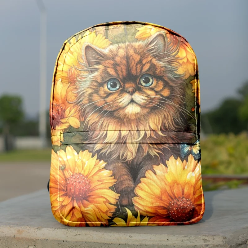 Blue-Eyed Cat Among Flowers Backpack