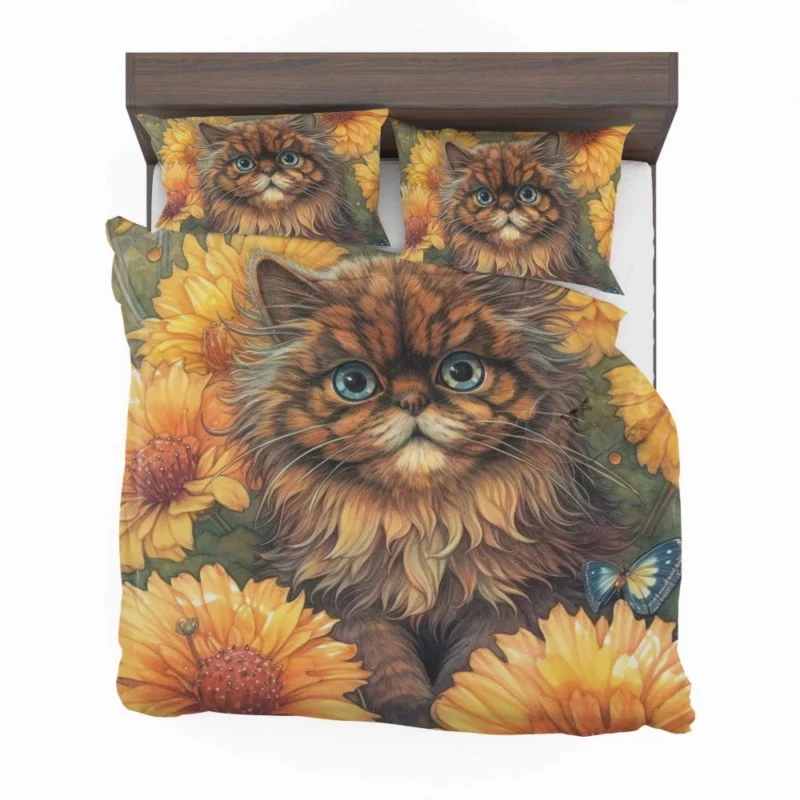 Blue-Eyed Cat Among Flowers Bedding Set 2