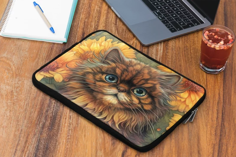 Blue-Eyed Cat Among Flowers Laptop Sleeve 2