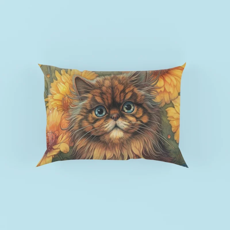 Blue-Eyed Cat Among Flowers Pillow Cases