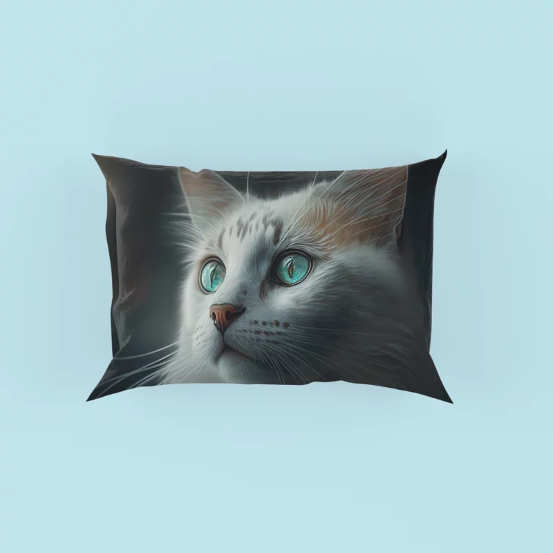 Blue-Eyed Cat Painting on Black Pillow Cases