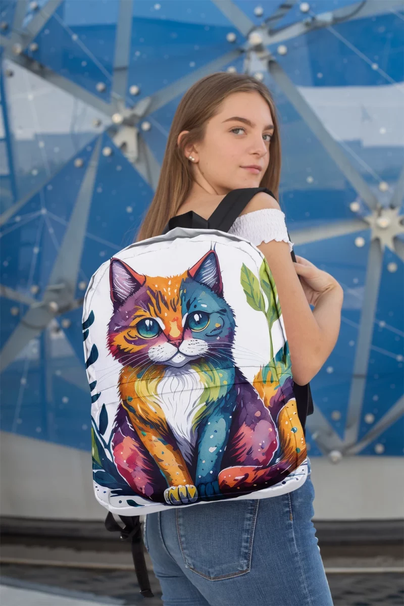 Blue-Eyed Cat Sitting in Grass Backpack 2