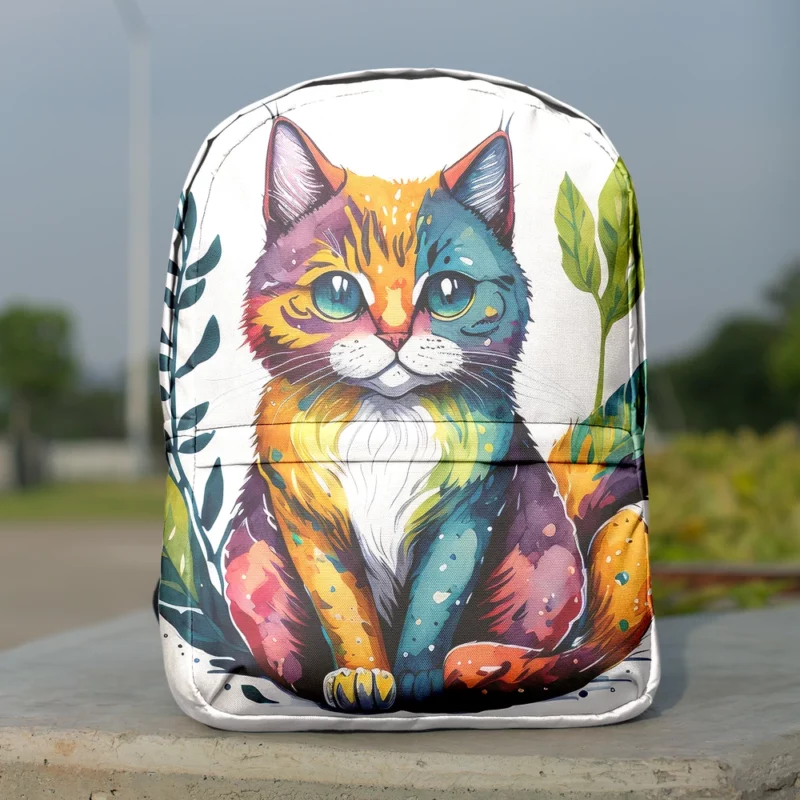 Blue-Eyed Cat Sitting in Grass Backpack