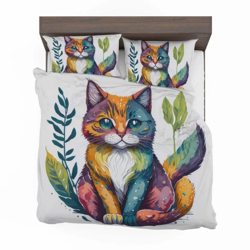 Blue-Eyed Cat Sitting in Grass Bedding Set 2