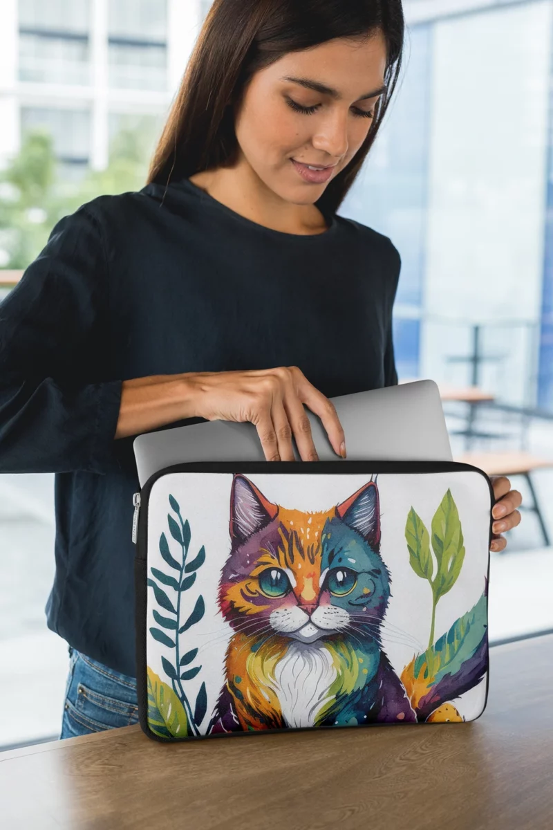 Blue-Eyed Cat Sitting in Grass Laptop Sleeve 1