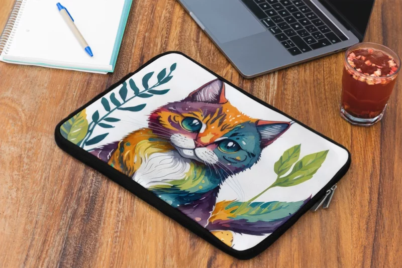 Blue-Eyed Cat Sitting in Grass Laptop Sleeve 2