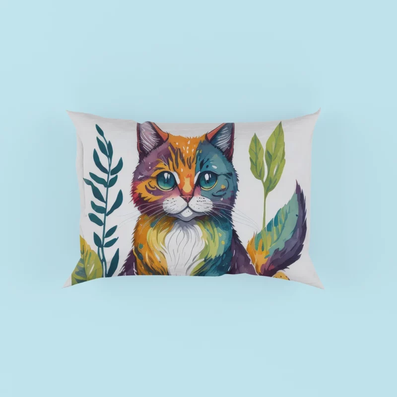 Blue-Eyed Cat Sitting in Grass Pillow Cases