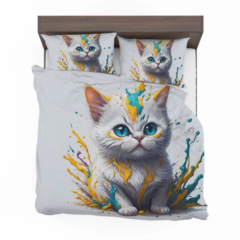 Blue-Eyed Cat Sitting in Hole Bedding Set 2