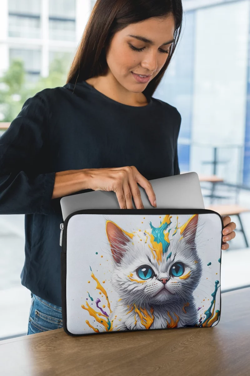 Blue-Eyed Cat Sitting in Hole Laptop Sleeve 1