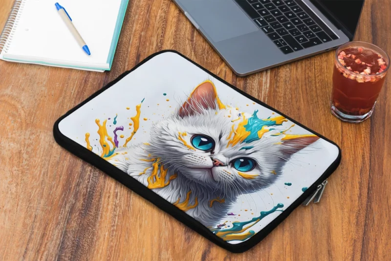 Blue-Eyed Cat Sitting in Hole Laptop Sleeve 2