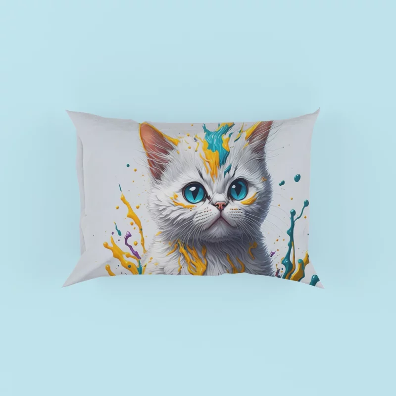 Blue-Eyed Cat Sitting in Hole Pillow Cases