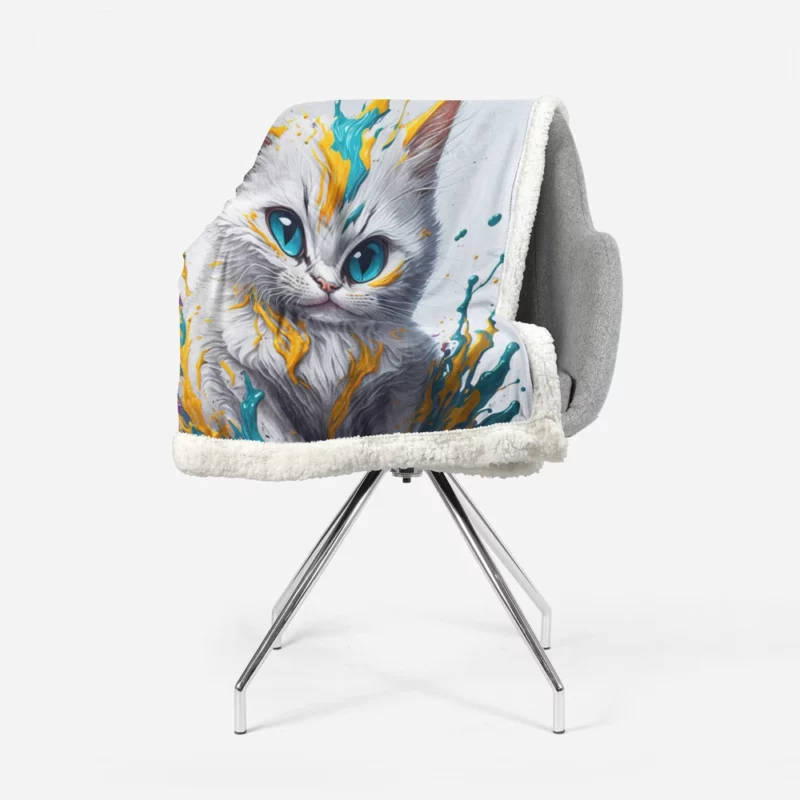 Blue-Eyed Cat Sitting in Hole Sherpa Fleece Blanket 1