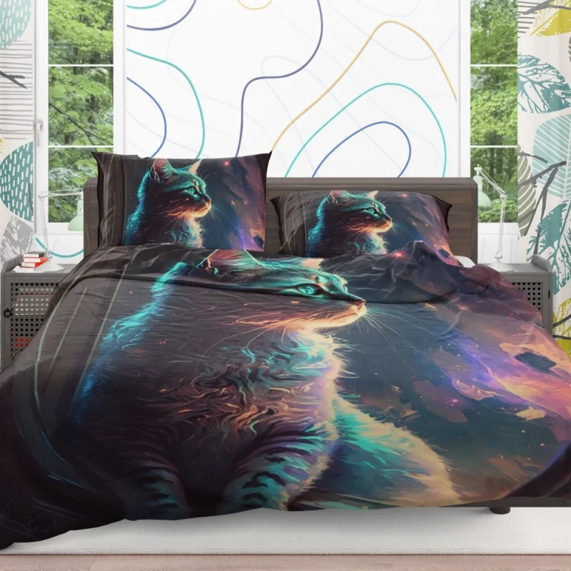 Blue-Eyed Cat Stargazing Bedding Set